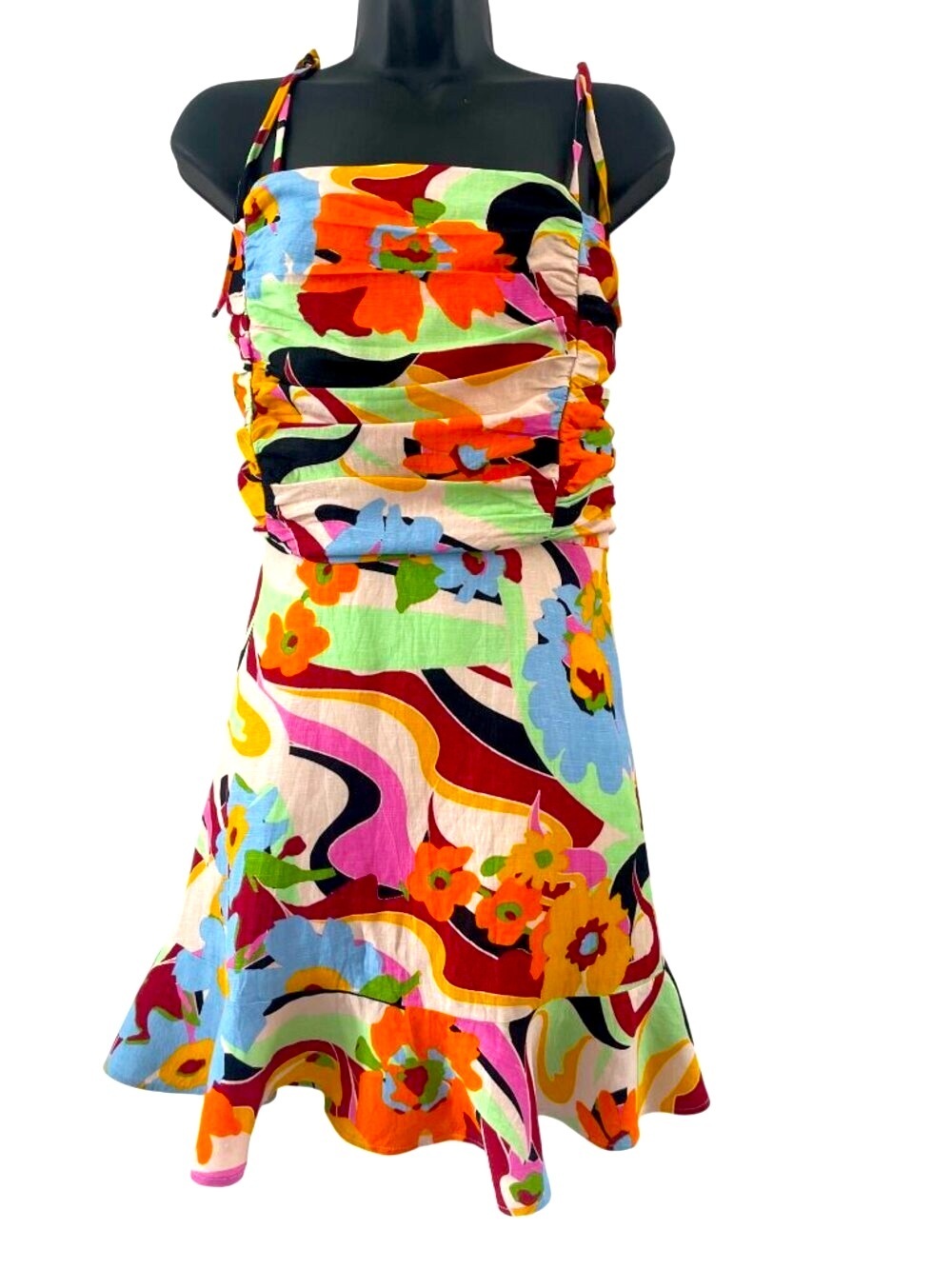 Oasis strappy  linen blend  multicolored dress size US 10 UK 14  gorgeous dress